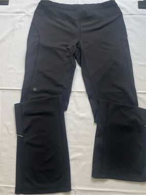 Athleta Medium Black Yoga Workout Pants Internal Drawstring Zipper Back Pocket